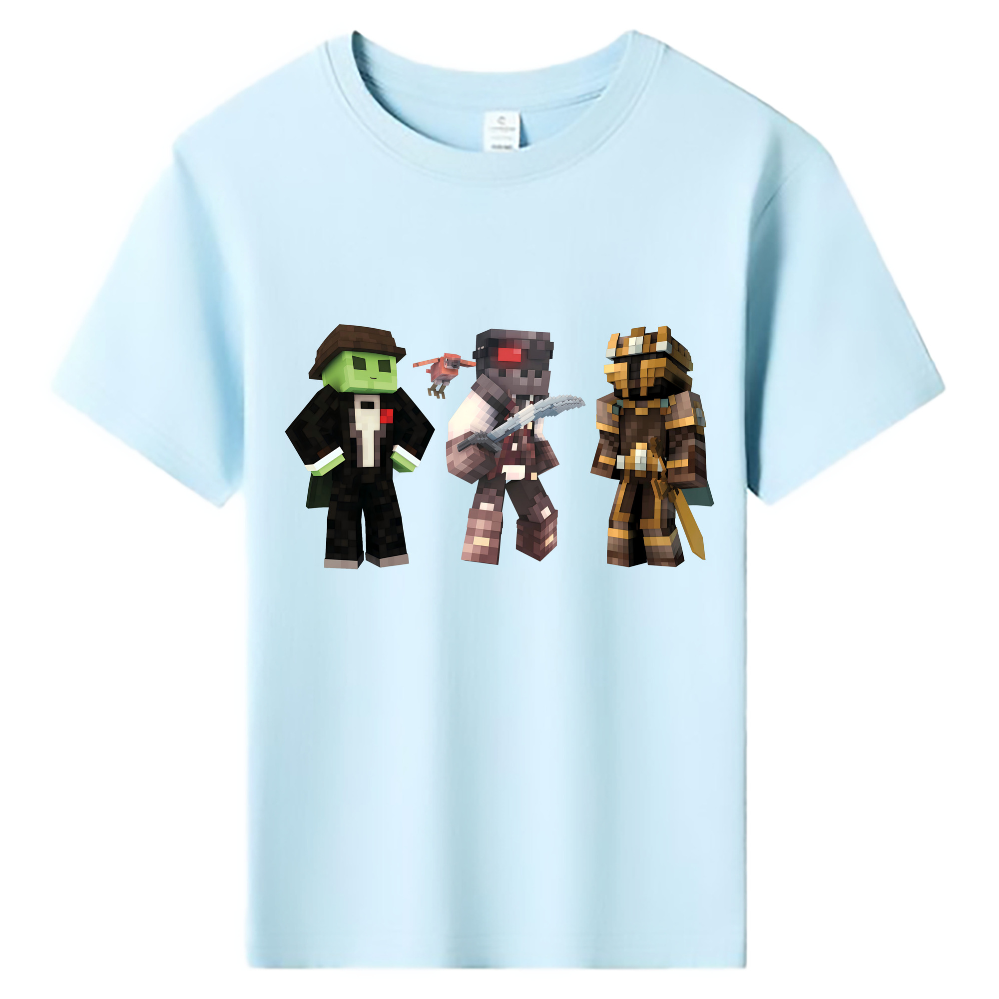 （画像用） マインクラフト ブロックの世界 Minecraft MC Block world 綿100％キッズTシャツ（フロントプリント）
